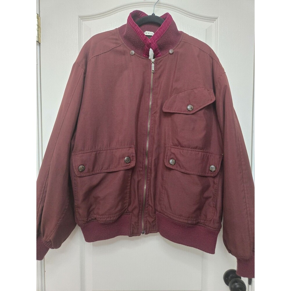 ​Abercrombie & Fitch Vintage Y2K Bomber Jacket Mens Med Burgundy Corduroy Collar